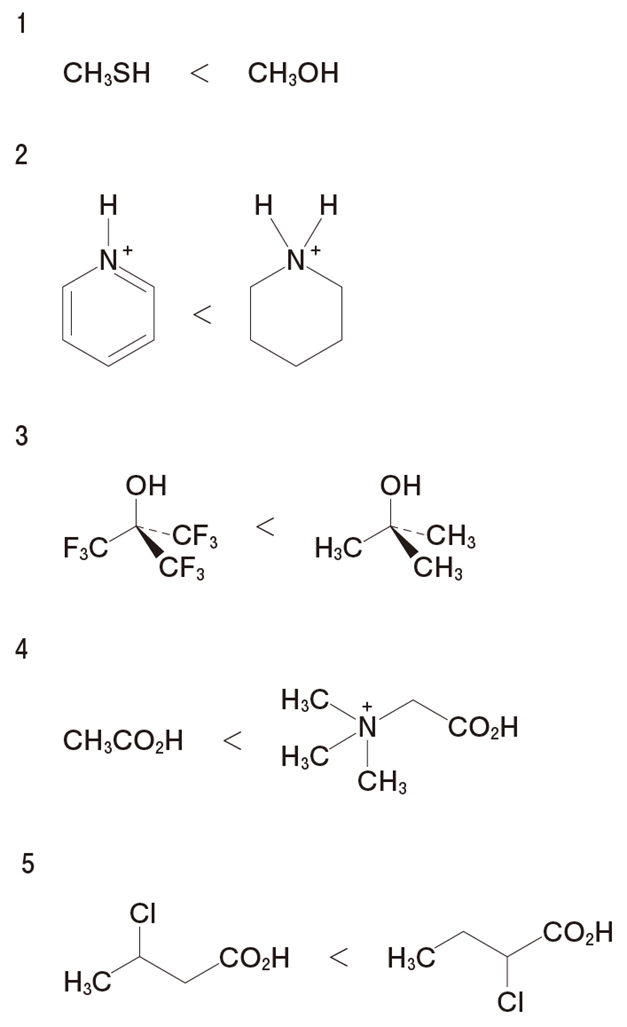 酸性の強さの比較したもののうち… 106回薬剤師国家試験問102